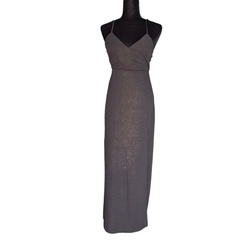 NBD x The Navan Twins long maxi dress black with gold size small